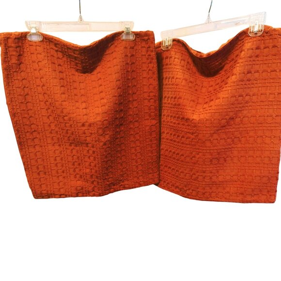 Piubelle Pillow Covers Orange Textured Set Of 2 100% Cotton 20x19 Inches - Picture 2 of 5
